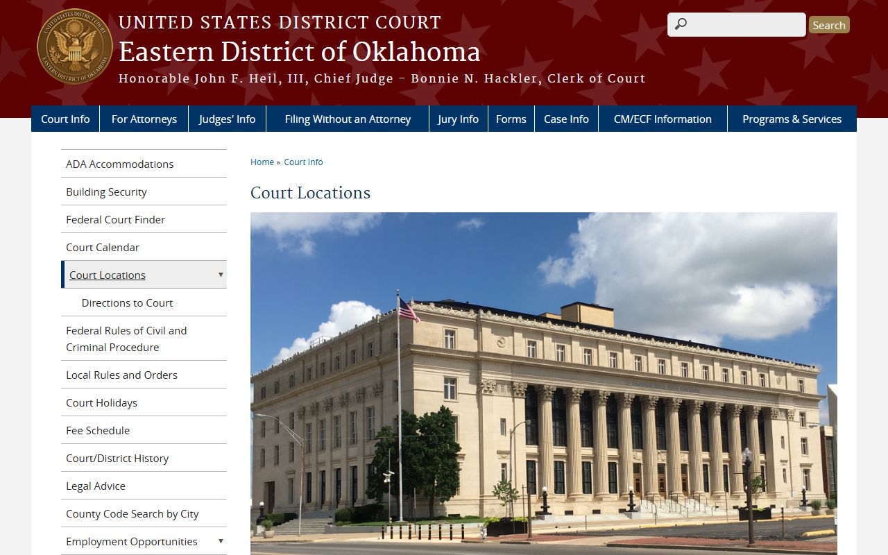 Eastern District of Oklahoma federal court location serving Seminole County