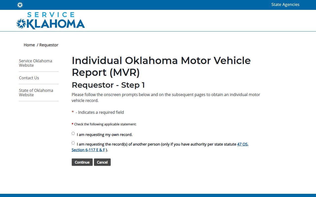 Seminole County traffic court records guide showing the Service Oklahoma DPS motor vehicle record request form